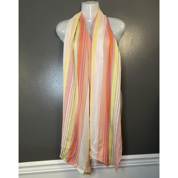 Vivante by VSA Scarf Womens One Size Multicolor Striped Organic Cotton Wrap - Picture 2 of 12